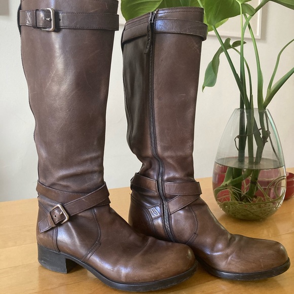Prada Brown Leather Riding Boots Sz. 39 1/2 - Picture 1 of 7